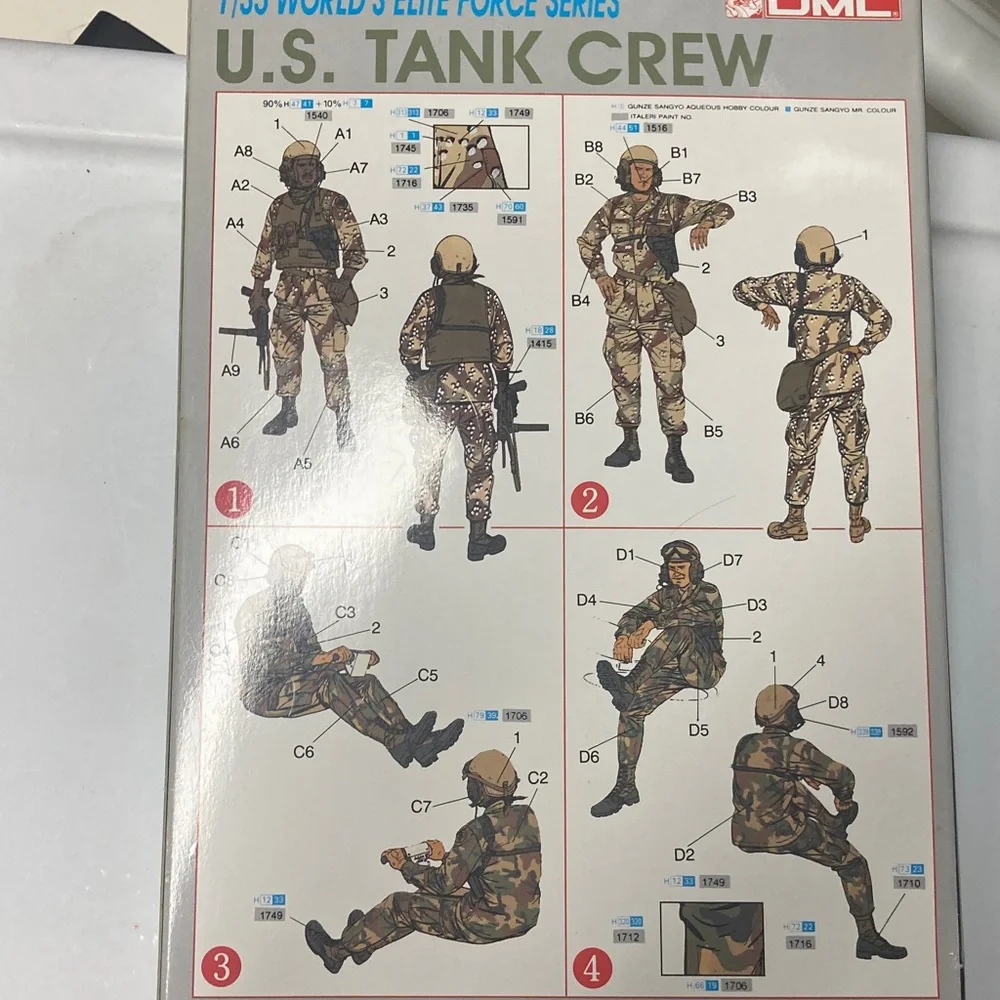 DML 1/35 model figure kit, new open box, U.S. Tank Crew, unbuilt, 4 figs